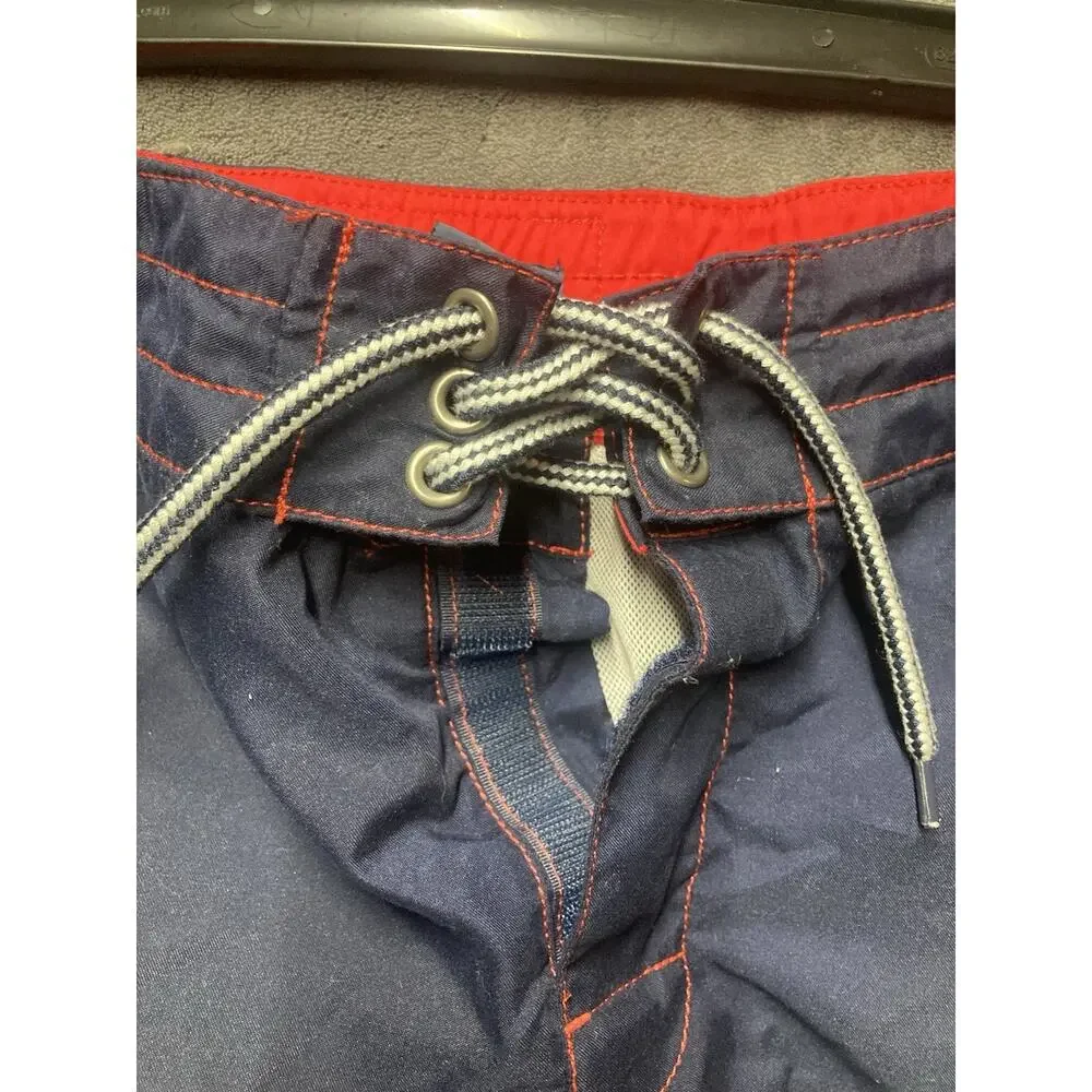 Polo Ralph Lauren Boys L(14-16) Blue Red Big Pony Swim Trunks Board Shorts Lined
